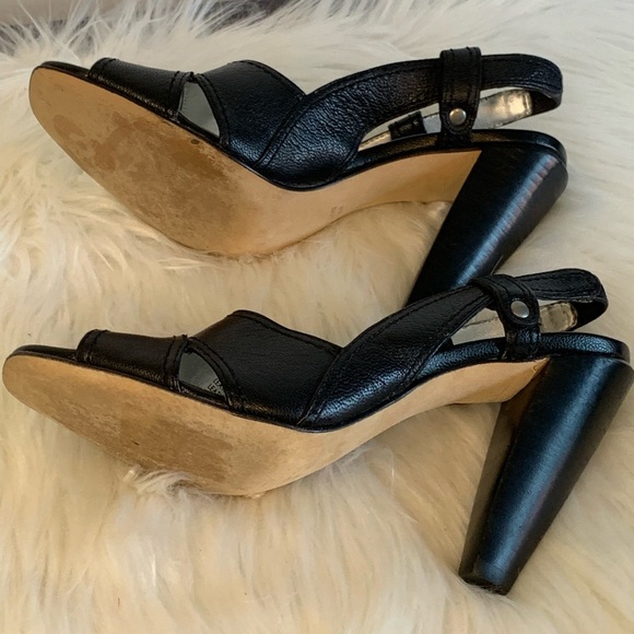 Newton Black Slingback Heels with Peep-Toe - Picture 4 of 8